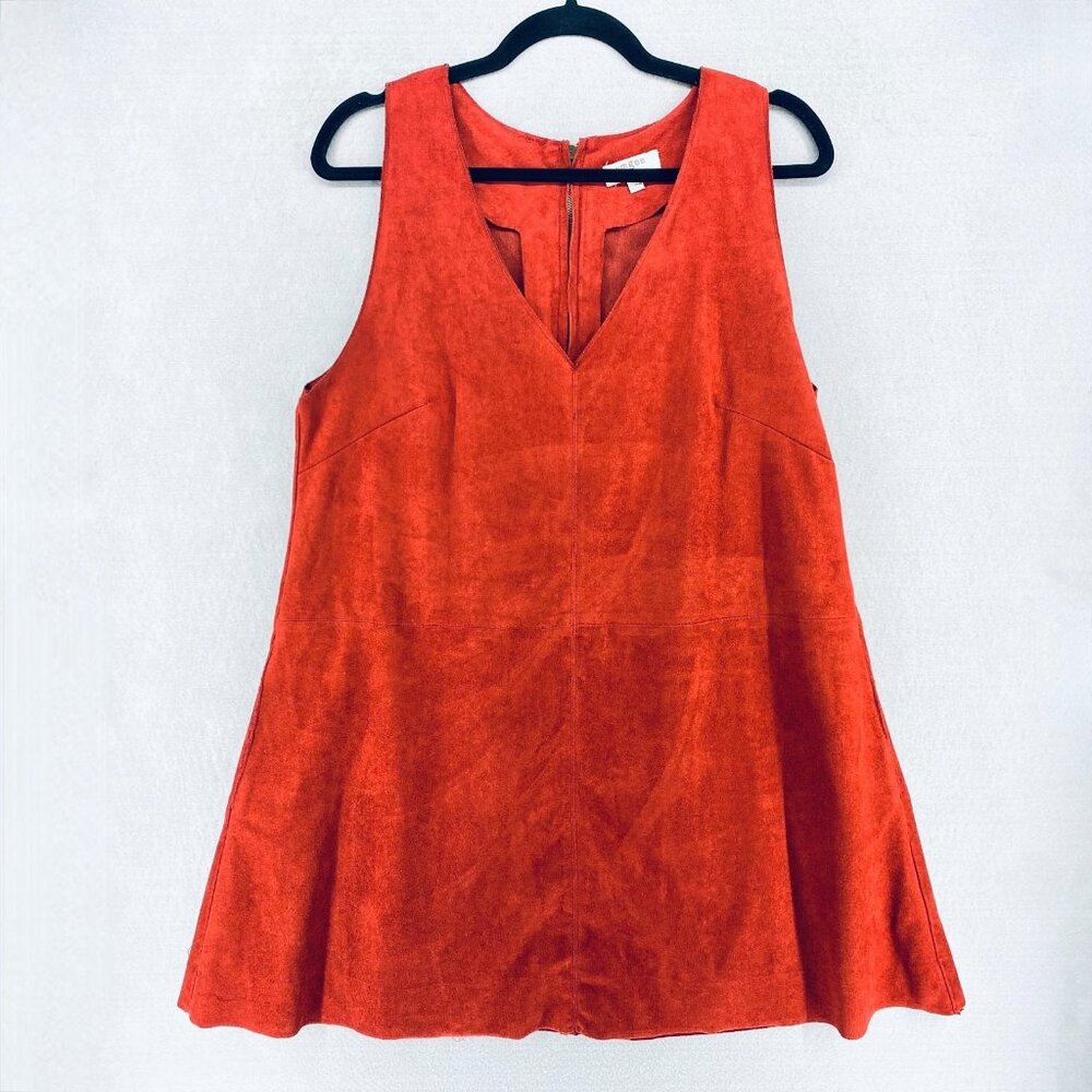 Umgee Swing Dress Womens M Orange Suede-like Mini Costal Cowgirl Western Boho